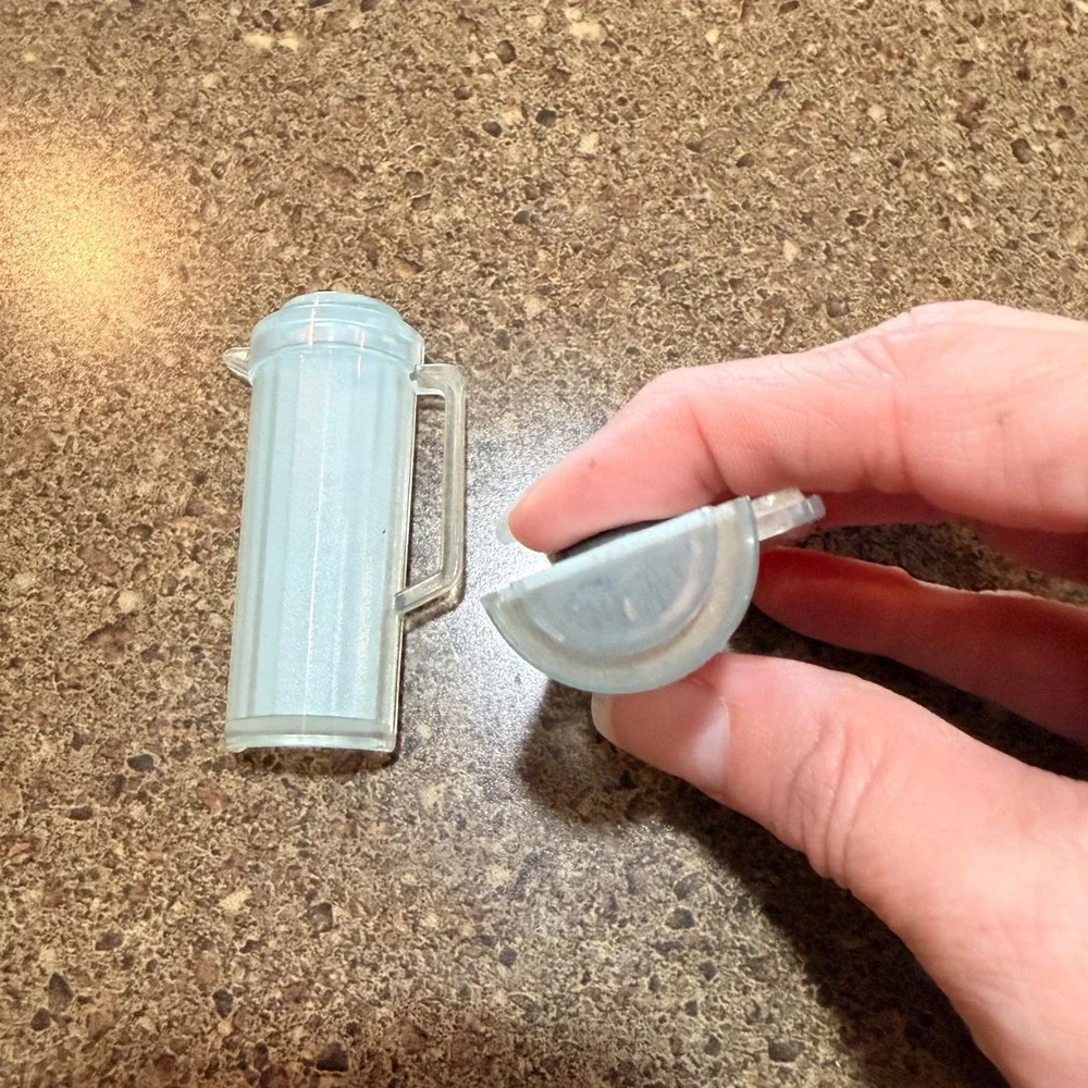 Vintage Tupperware Miniature Pitcher Refrigerator Magnets Set of 2 Light Blue